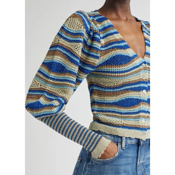 FARM Rio Mixed Waves Striped Cardigan NWOT $198 - Picture 6 of 14